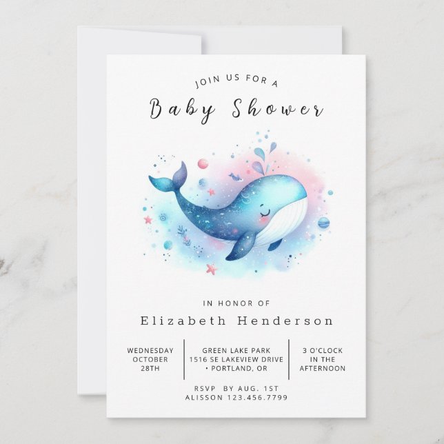 Förändrad Online Whale Baby Shower Inbjudningar (Framsida)