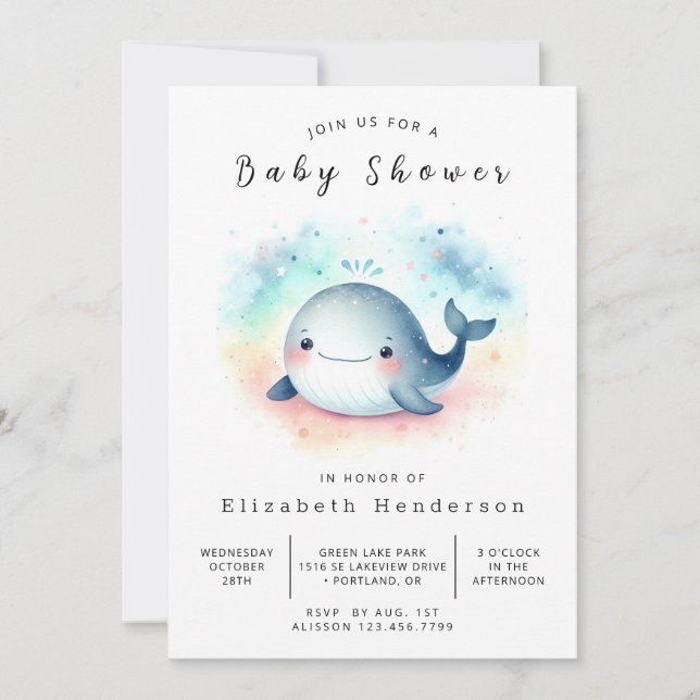 Förändrad Online Whale Baby Shower Inbjudningar (Framsida)