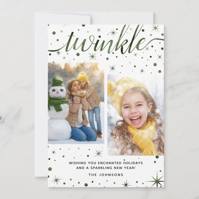 Förändrad Önskemål Whimsical Typography 2-Photo Julkort (Framsida)