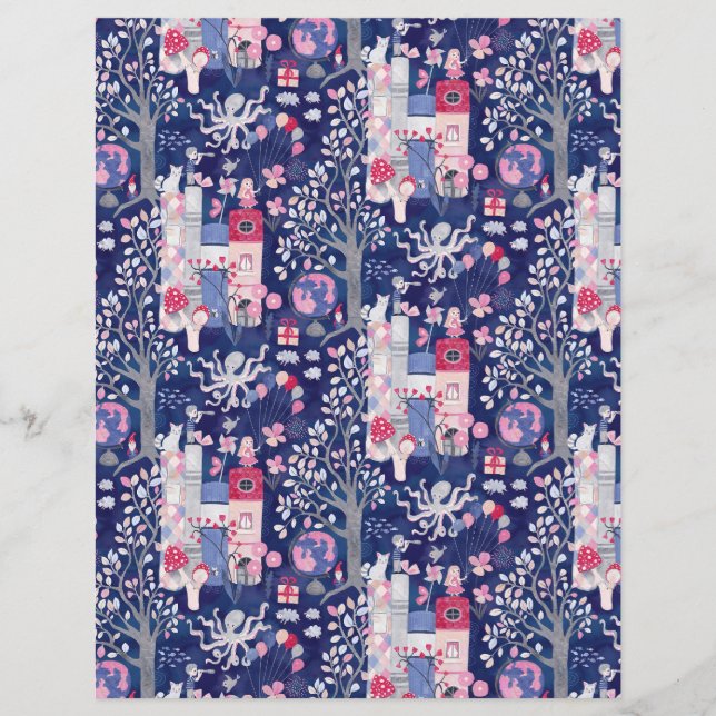 Förändrad Papper Fairytale Bokar Blue Scrapbook (Framsida)