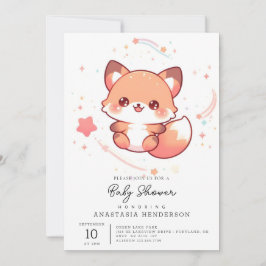 Förändrad Pastel Fox Baby Shower Inbjudningar