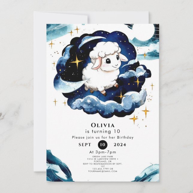 Förändrad Pastel Sheep Birthday Inbjudningar (Framsida)