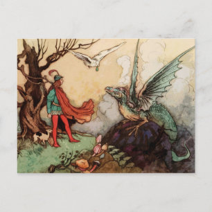 Förändrad Prince & Dragon Vintage Fairy Tale Vykort