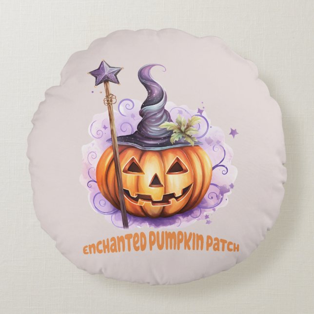 Förändrad Pumpkin Patch Rund Kudde (Framsidan)