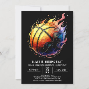 Förändrad redigerbar Orange Basketball Birthday Inbjudningar