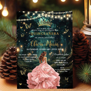 Förändrad Rosa av skogen Quinceañera 16 Inbjudningar