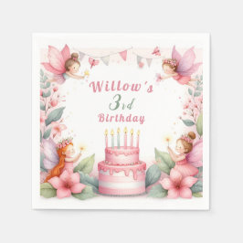 Förändrad Rosa Fairy-trädgård - födelsedag Pappersservett