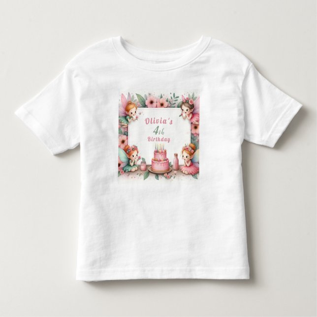 Förändrad Rosa Fairy-trädgård - födelsedag T Shirt (Framsida)