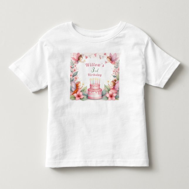Förändrad Rosa Fairy-trädgård - födelsedag T Shirt (Framsida)