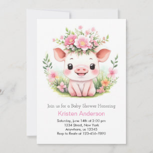 Förändrad Rosa Piglet Wildwers Baby Shower Inbjudningar