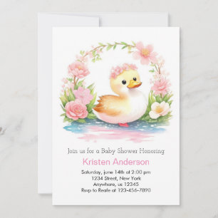 Förändrad Rosa Wildwers Anka Girl Baby Shower Inbjudningar
