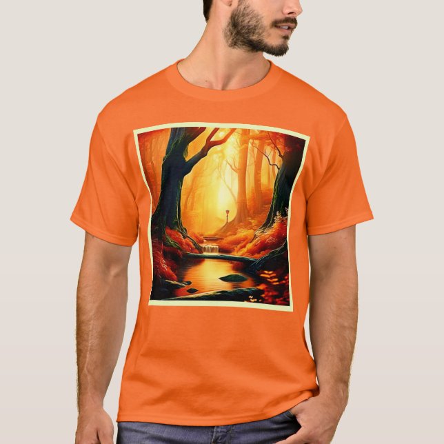 Förändrad skog Golden Glow T Shirt (Framsida)