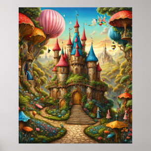 Förändrad skog med Fairytale Castle Poster
