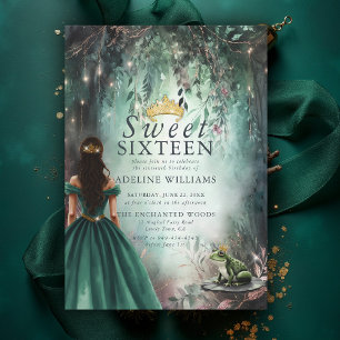 Förändrad skogprinsessan Frog Fairytale Sweet 16 Inbjudningar