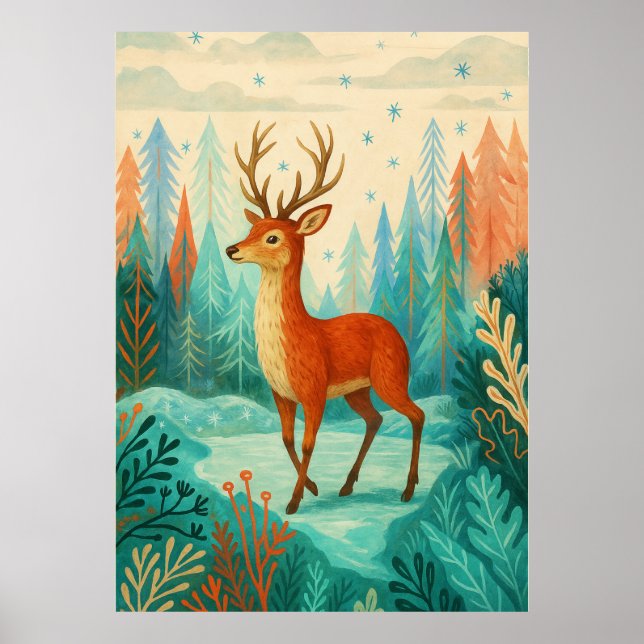 Förändrad skogsmark - Whimsical Winter Woodland -  Poster (Framsidan)