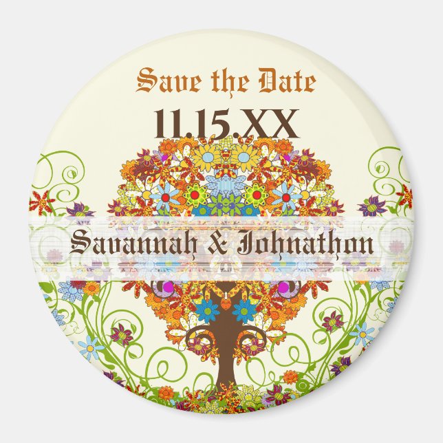 Förändrad skogsomkrets i Kärlek Bröllop Träd Magnet (Framsidan)