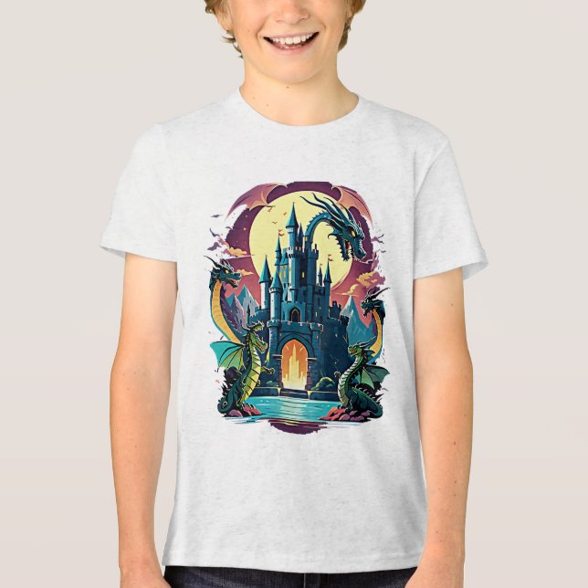 Förändrad slott med Guardian Dragon T Shirt (Framsida)
