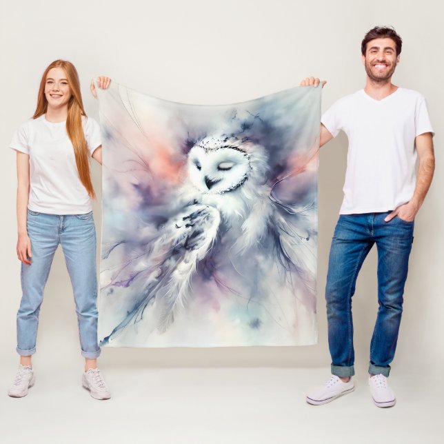 Förändrad Snowy Uggla i Watercolor Fleecefilt (På plats)