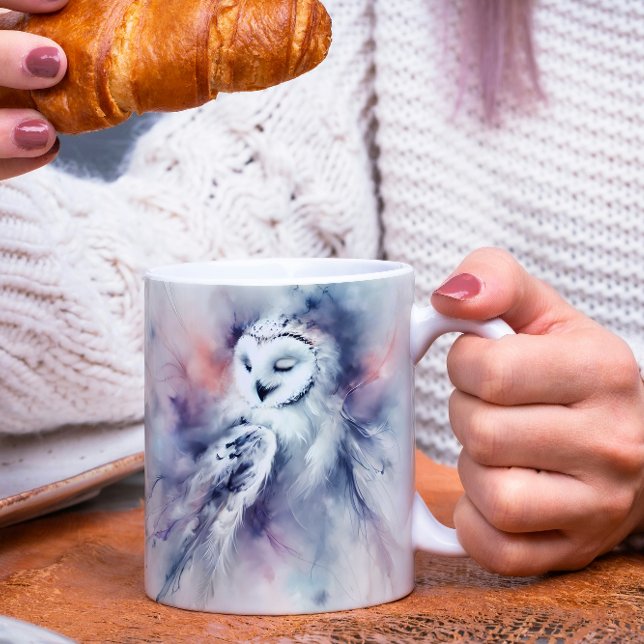Förändrad Snowy Uggla i Watercolor Kaffemugg (Skapare uppladdad)