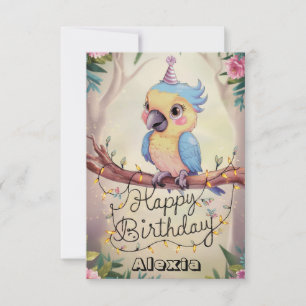 Förändrad Söt Parrot Digital Birthday Kort