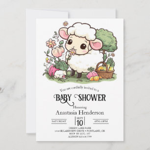 Förändrad Söt Sheep Baby Shower Inbjudningar