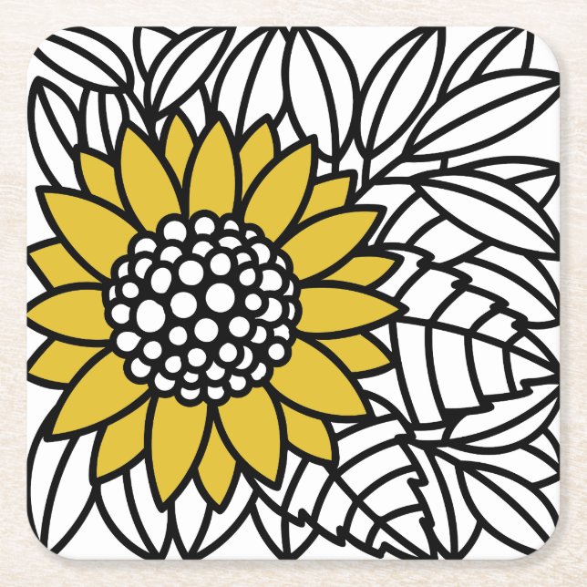 FÖRÄNDRAD SUNFLOWER UNDERLÄGG PAPPER KVADRAT (Framsidan)