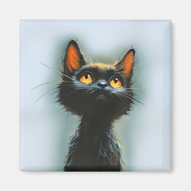 Förändrad svart katt magnet (Framsidan)