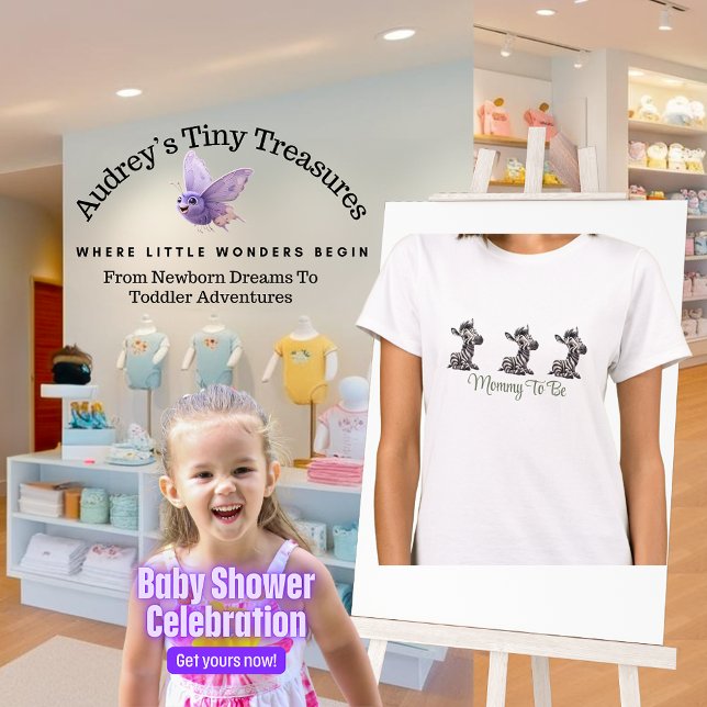 Förändrad Tecknad Zebra Baby Shower T Shirt (Skapare uppladdad)