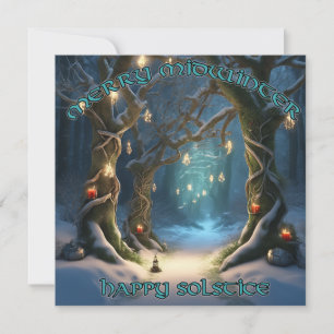 Förändrad utskrift av Forest Solstice Väg Hälsning Julkort