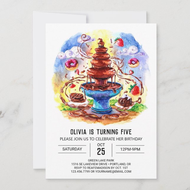 Förändrad vattenfärg Chocolate Birthday Inbjudningar (Framsida)