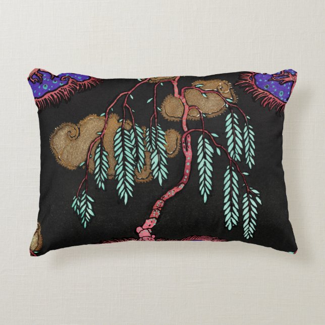 Förändrad Willow Dreamscape Art Deco Mönster Prydnadskudde (Framsidan)