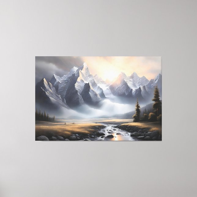 Förändrat bergslandskap Whimsical Home Canvastryck (Framsida)