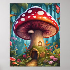 Förändrat Forest Magic Mushroom House Poster