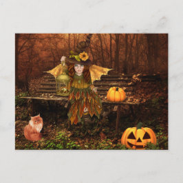 Förändrat Halloween-vykort med Woodland Fairy Vykort