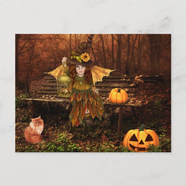 Förändrat Halloween-vykort med Woodland Fairy Vykort (Framsida)