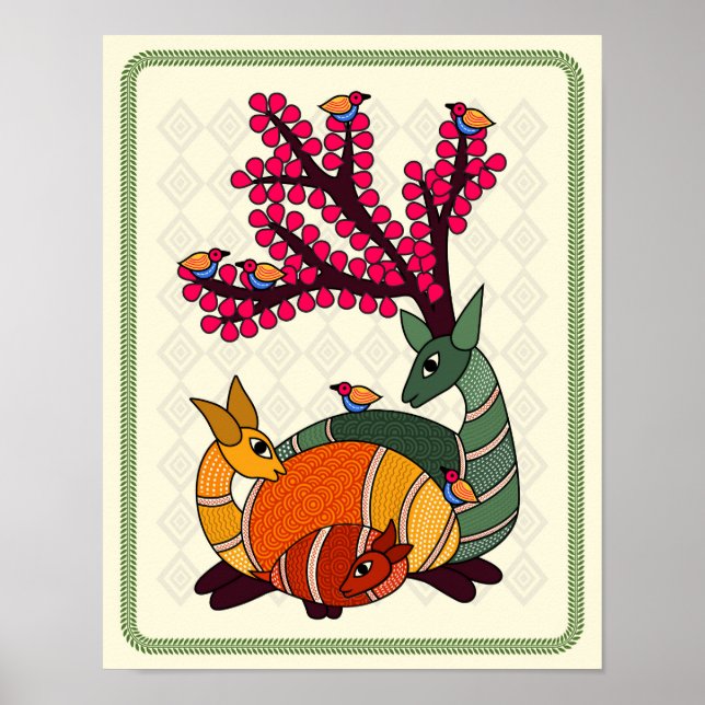 Förändrat steg: Madhubani Art Poster (Framsidan)