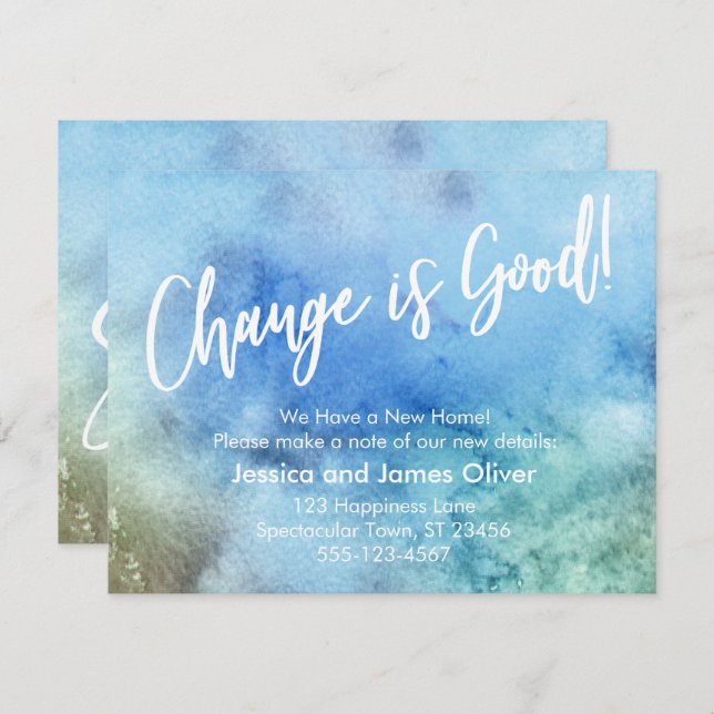 Förändring är Bra! Blåfärgningsmeddelande för Grön Inbjudningar (Fram/baksida)