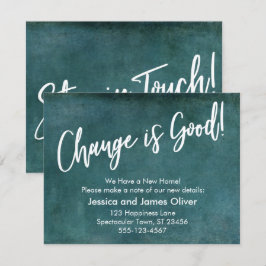 Förändring är Bra! Grunge Teal Flytta Announcement Inbjudningar