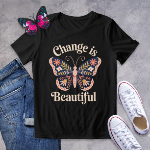 Förändring är en vacker folkart-fjäril-skirt t shirt