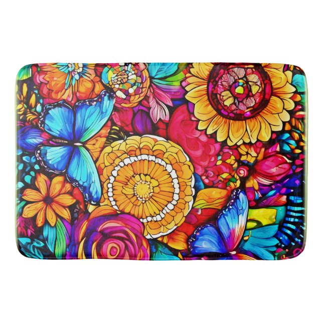 Förändring av Butterfly Blommigt Tapestry Badrumsmatta (Framsidan)