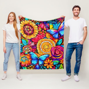 Förändring av Butterfly Blommigt Tapestry Fleecefilt