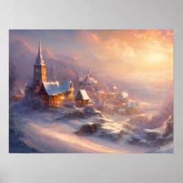 Förändring av byn Snö-Covered Poster