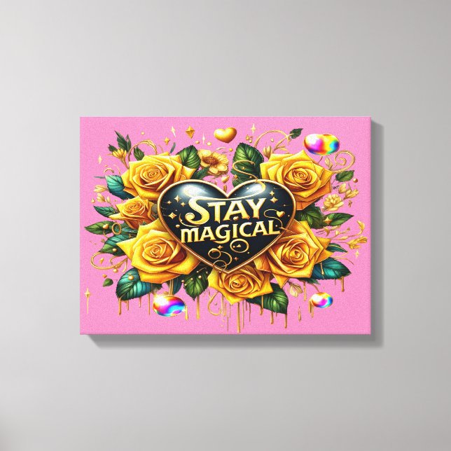 Förändring av Golden Ro och hjärta 16 x 12 Canvastryck (Framsida)