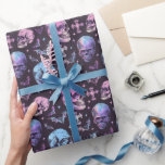 Förändring av Lila Döskallar Fladdermus & Kor Presentpapper<br><div class="desc">Omvandla dina gåvor till riktiga desljus med Enchanting Lila Döskallars Fladdermus & Kor Wrapping Papper. Med en mystisk utformning av döskallar,  fladdermus och kor på mörkens bakgrund,  perfekt för en överraskning.</div>