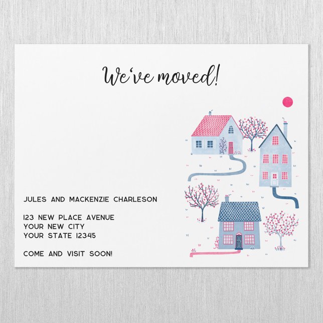 Förändring av magnetkort för vattenfärg i Adress (Modern We Have Moved change of address moving announcement magnetic card with custom text)