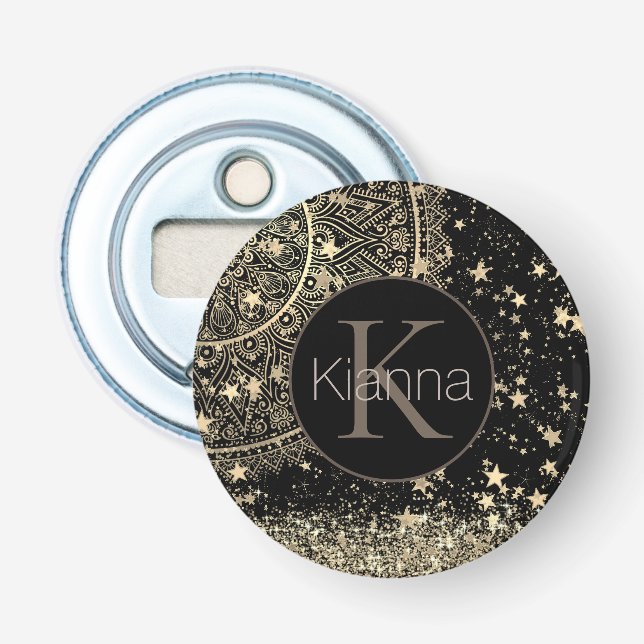 Förändring av Mandala med Guld Monogram Flasköppnare (Framsidan)