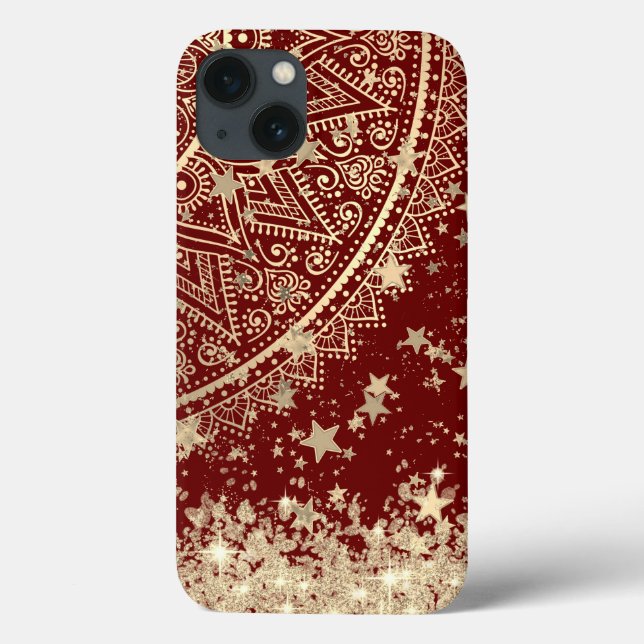 Förändring av Mandala med Guld Stars på Red (Baksida)