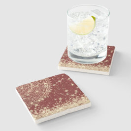 Förändring av Mandala med Guld Stars på Red Stenunderlägg