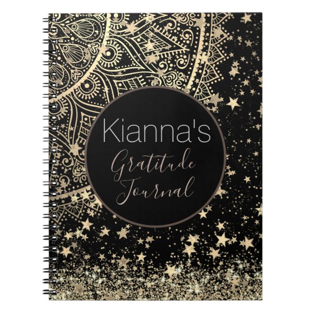 Förändring av Mandala med Guld Stars Personaized Anteckningsbok (Framsidan)