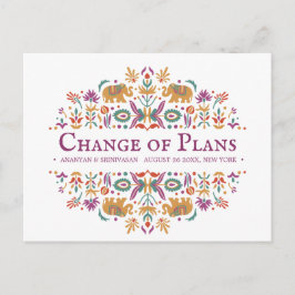 FÖRÄNDRING AV PLANER I Bröllop I Flower Elephant Meddelande Vykort